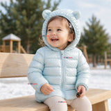 Parka Bebé Niña Celeste Térmica Acolchada Con Orejitas Sweet Sky