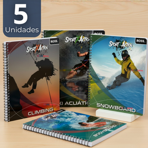 Pack 5 Cuadernos Universitario SportX Action Ross 7mm 100 hojas Diseños Surtidos