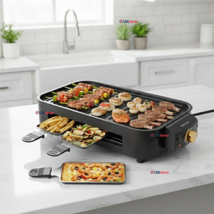 Parrilla Eléctrica de mesa Raclette 2 En 1 Sin Humo 1500w de Potencia Negra
