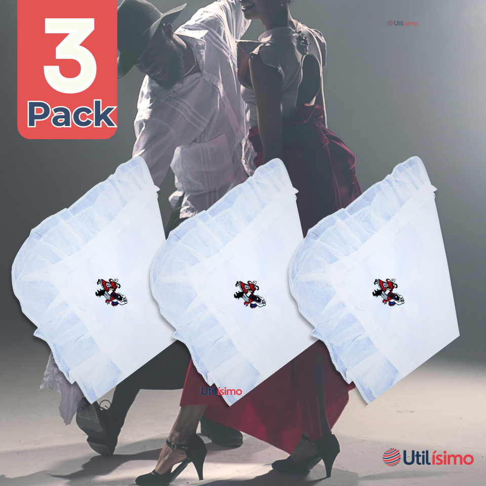 Pack 3 Pañuelos Baile Cueca 36 CM Con Bordes Bordado Pareja Fiestas Patrias