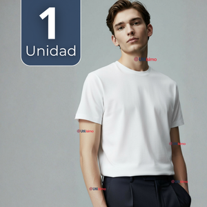 Polera Camiseta 150g Manga Corta 100% Algodón Textura Suave Blanco Hombre