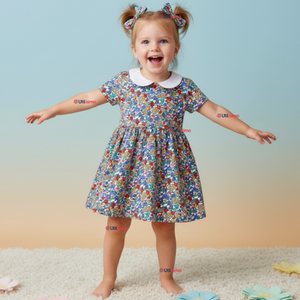 Vestido Manga Corta Floreal Multicolor Verano Niña 2 a 7 años