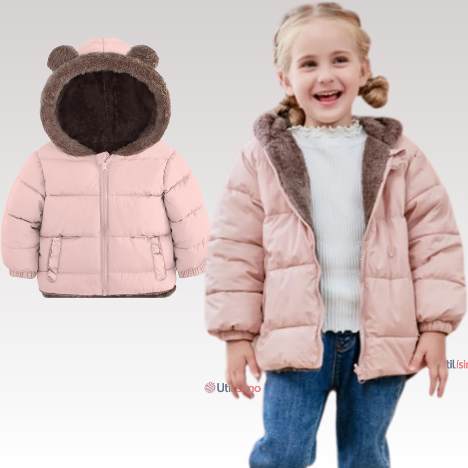 Parka Con Capucha Mangas Larga Niña Pink