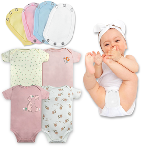 Pack 4 Unidades Extensor Body Bebé +Pack 4 Bodys Algodón Niña Manga Corta Conejos Rosa