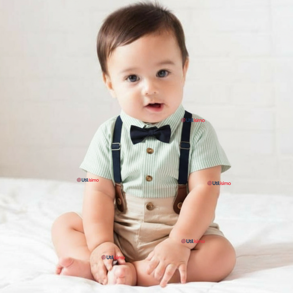 Conjunto de Vestir con Tirantes Camisa Pantalón Corto Algodón Bebe