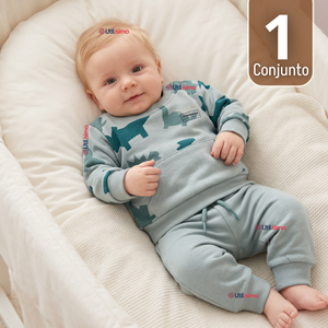 Conjunto Buzo Polerón 2 Piezas Bebé Niño Estampado Dinosaur