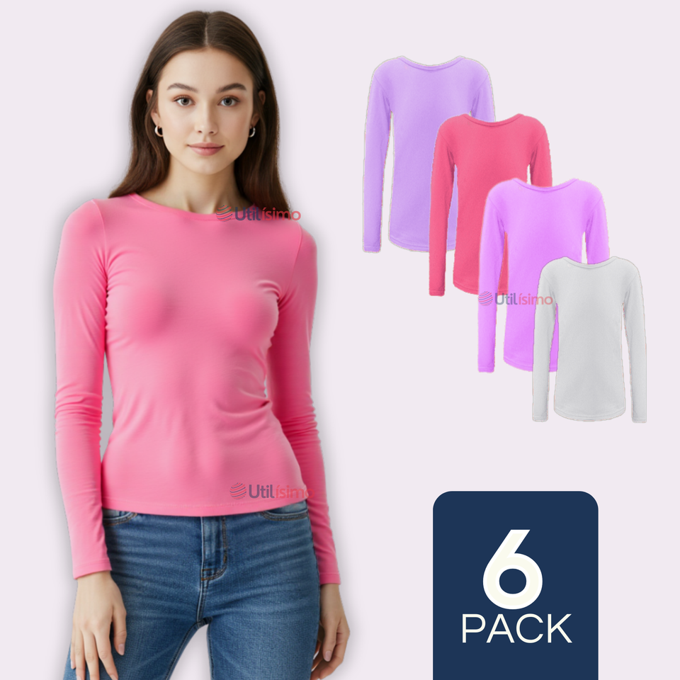 Pack 6 Camiseta Cuello Redondo Polar juvenil Colores Surtidos