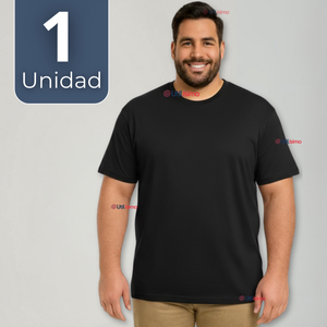 Polera Camiseta 100% Algodón Premium Manga Corta Básico Negro Hombre