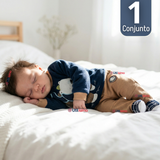 Conjunto 2 Piezas Buzo Pantalón Y Polerón De Algodón Azul Oso Polar Bebé Niño