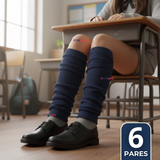 Pack 6 Polainas Escolares Invierno Abrigadoras Juvenil Azul Acrílico