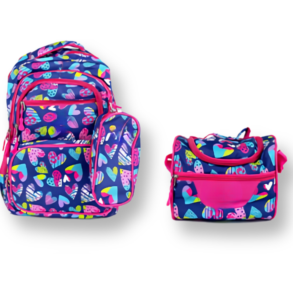 Mochila Con Lonchera Y Estuche 45CM Diseños Variados Niña
