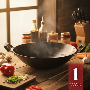 Wok Acero Inoxidable Antiadherente 42 cm Color Negro