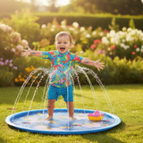 Alfombra Piscina Agua Rociador Para Niño Color Azul 100 cm