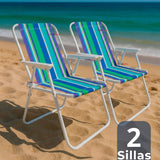 Pack 2 Sillas Plegables Portátil Playa Camping Picnic Exteriores
