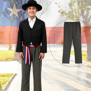 Pantalón Huaso Juvenil Gris con Rayas Fiestas Patrias