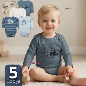 Pack 5 Bodys Manga Larga 100% Algodón Tedmimak Sweet Nature Bebé Niño