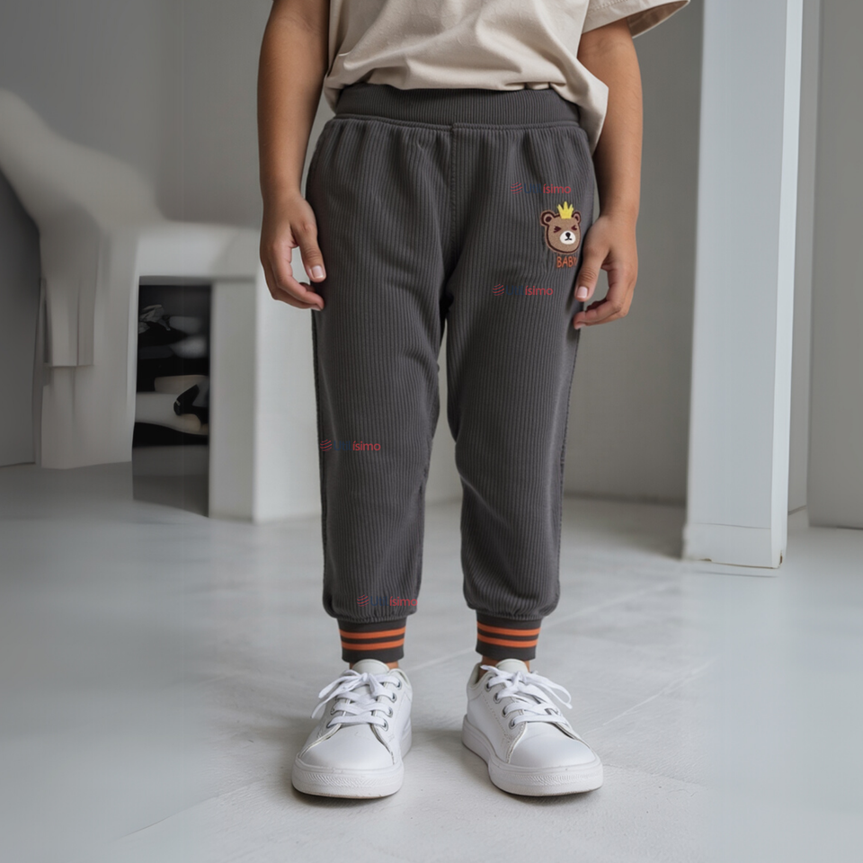 Buzo cotelé forrado en Polar Niño Pantalón Gris