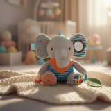 Juguete Peluche Animales Sensorial Con Mordedor Y Sonajero Diseño Elefante Niña y Niño