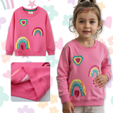 Polerón Cuello Redondo Niña Fucsia Arcoiris