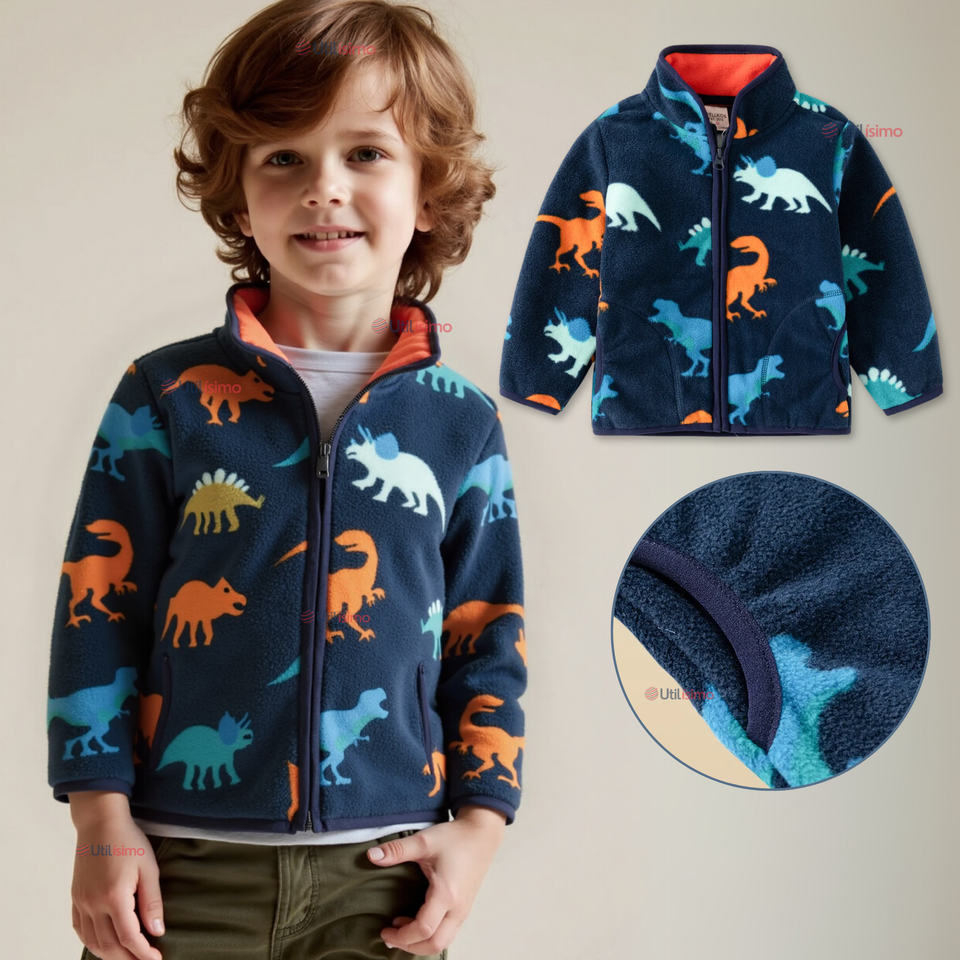 Chaqueta 100% Polar Niño Manga Larga Azul