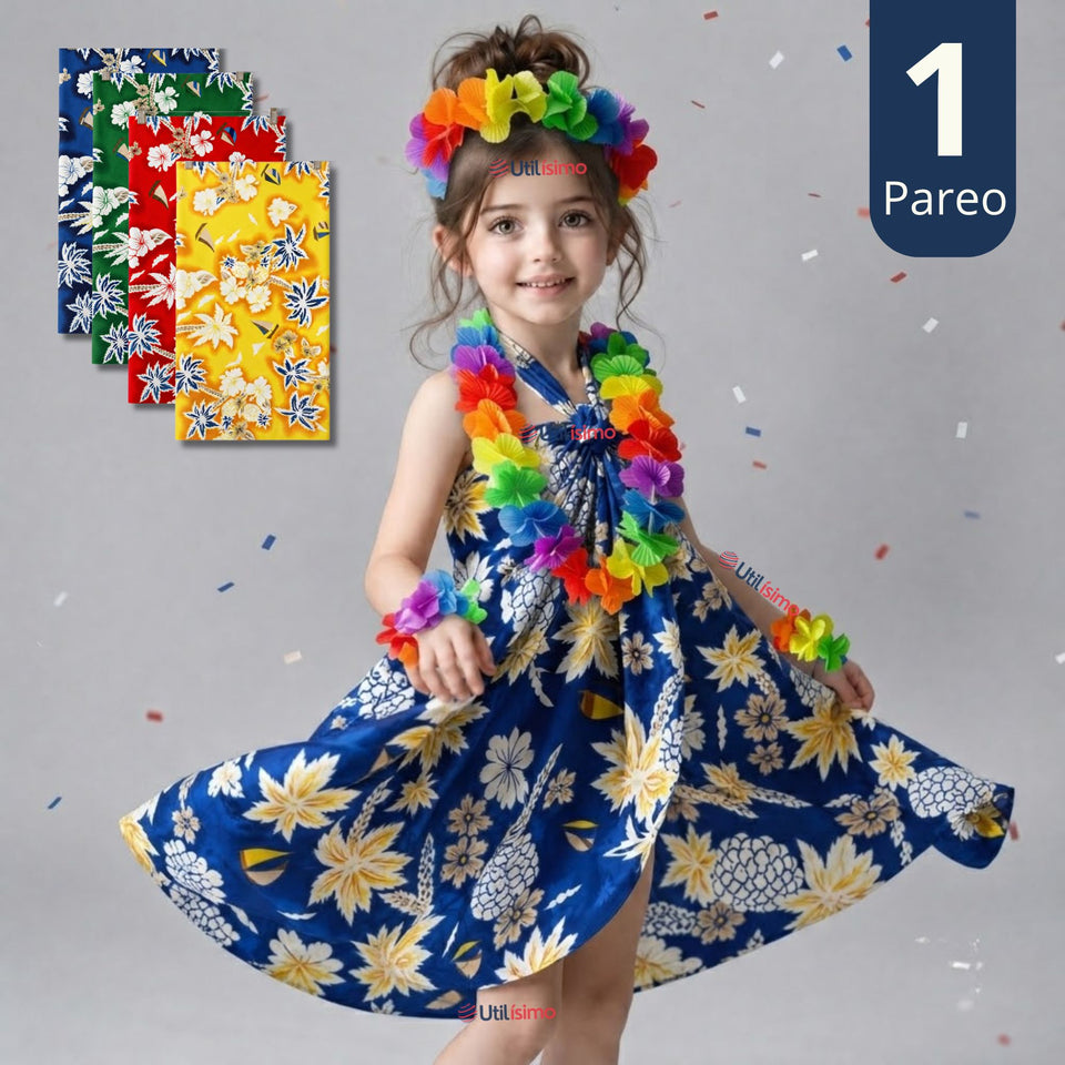 Traje Páscuense Pareo Hawaiano  Surtido  Niña Con Accesorios