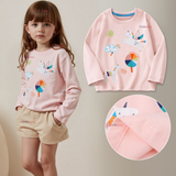 Polera Manga Larga Niña 100% Algodón Dinosauro Unicornio Rosado Camiseta