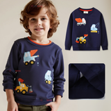 Polerón Algodón Cuello Redondo Niño Azul Grúa