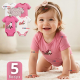 Pack 5 Bodys Manga Corta %100 Algodón Tedmimak Niña Sweet Girl