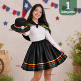 Traje Nortino Juvenil Con Polera 4 Piezas Negro Baile Típico Fiestas Patrias
