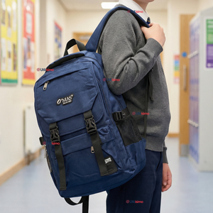 Mochila Escolar Azul Broches Impermeable Poliéster 48cm Niño