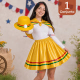 Traje Nortino Juvenil Con Polera 4 Piezas Amarillo Baile Típico Fiestas Patrias