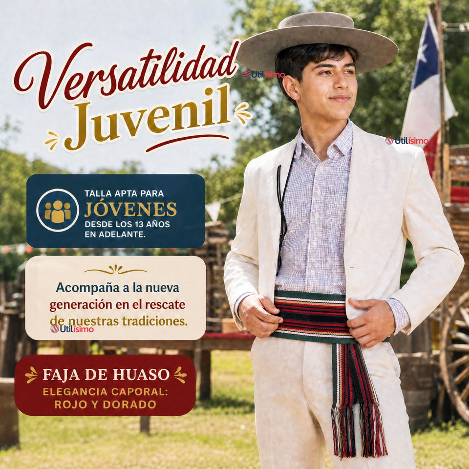 Faja Huaso Juvenil Fiestas Patrias Bailes Típico Verde Multicolor