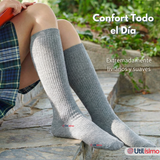 Pack 3 Calcetínes Escolares Largo Bambú Gris Niñas