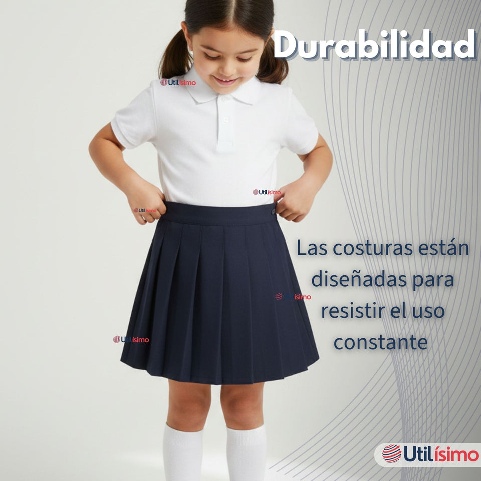Falda Escolar Color Azul Uniforme Para Niñas