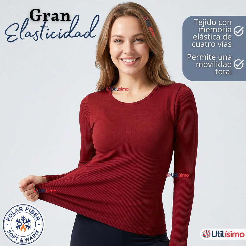 Pack 3 Camisetas Poleras Polar Primera Capa Acanalada Reductora Manga Larga Colores Surtidos Mujer