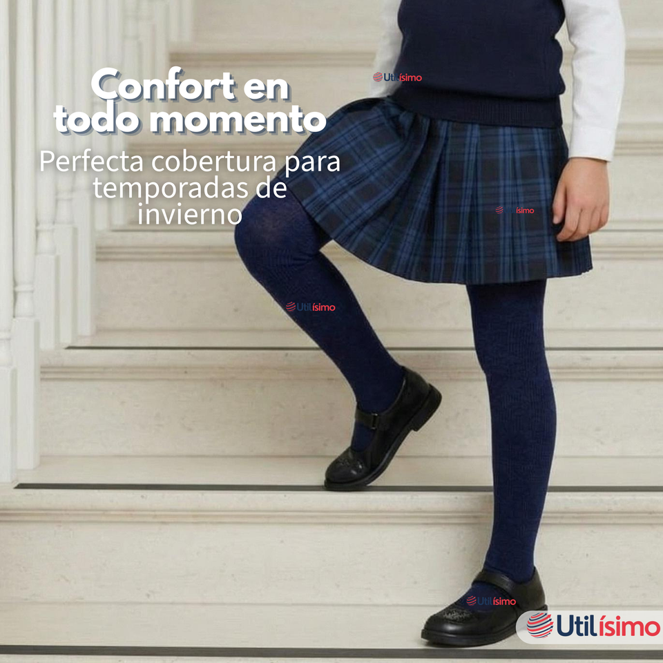 Panty Ballerinas Escolares Niña Algodón Azul