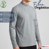 Camiseta Polera Bambú Primera Capa Cuello Beatle Manga Larga Colores Surtidos Hombre