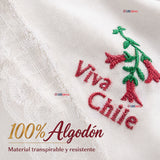 Pack 3 Pañuelos Cueca Bordado Viva Chile Con Encaje 44x44cm