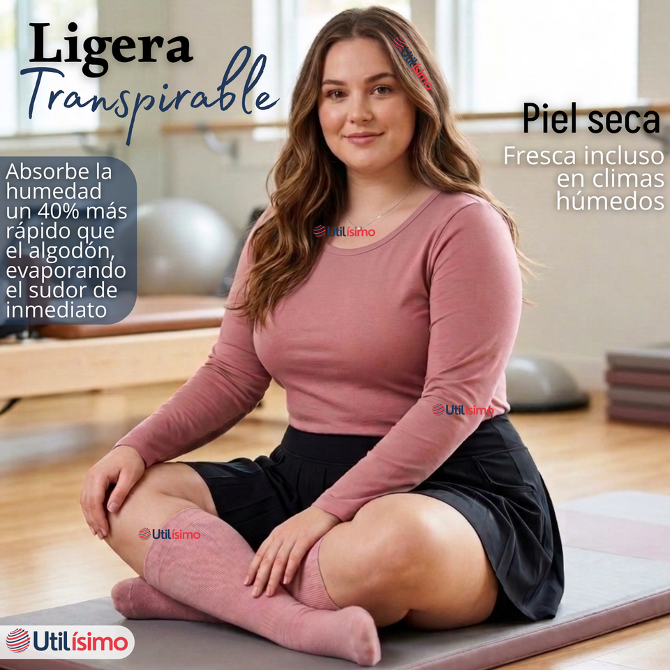 Camiseta Polera Bambú Primera Capa Manga Larga Colores Surtidos Mujer