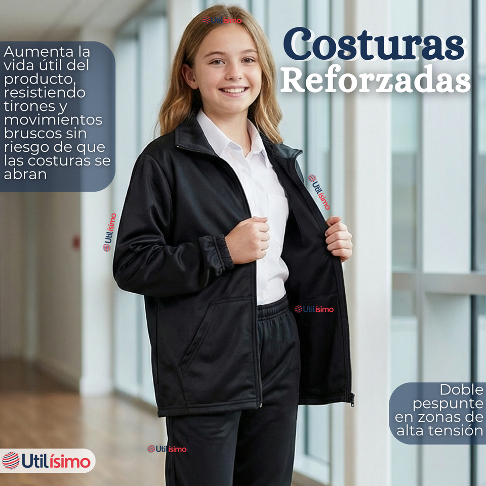Pack 2 Conjuntos Escolares Buzo Pantalón Y Polerón Tela Sintética Unisex Niños Azul 3 a 16 años