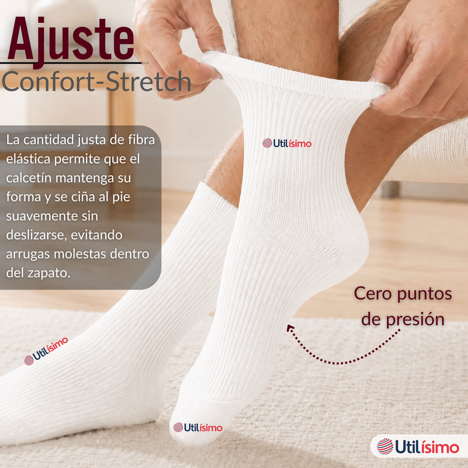 Pack 2 Pares Calcetines Diabéticos Hombre Algodón Suave Colores Surtidos Protección