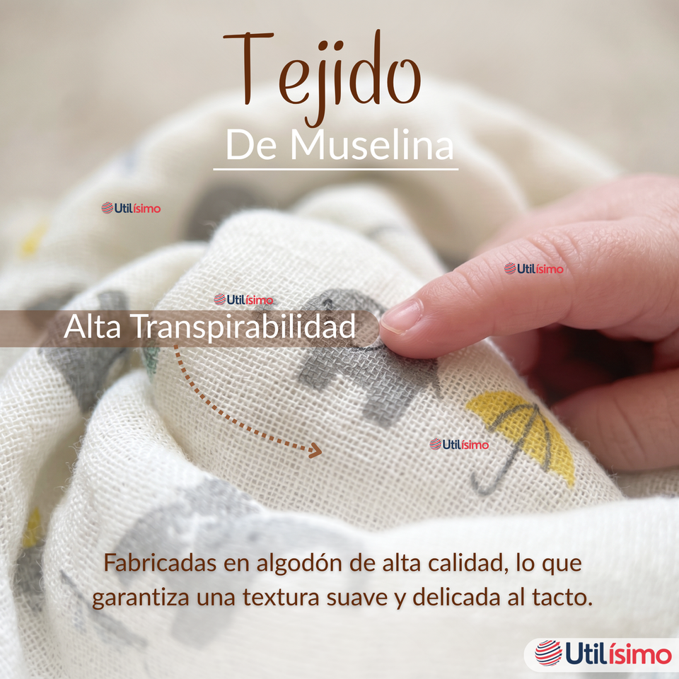 Manta Muselina 70x 70 CM Bebé Niño Multiuso 100% Algodón Colores Surtidos