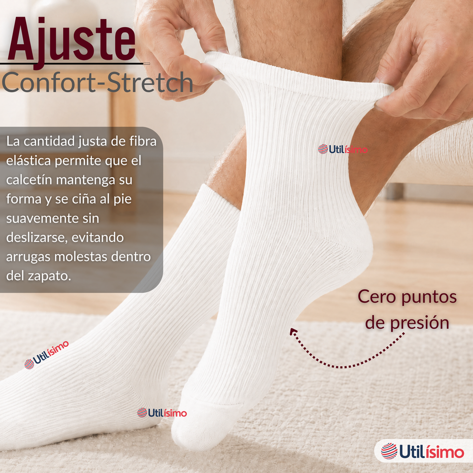 Pack 4 Pares Calcetines Diabéticos Hombre Algodón Suave Colores Surtidos Protección