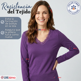 Camiseta Polera Polar Cuello V Manga Larga Con Encaje Colores Surtidos Mujer