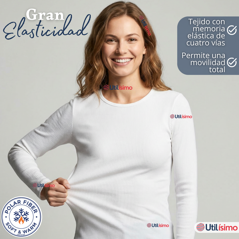 Pack 3 Camisetas Poleras Polar Primera Capa Acanalada Reductora Manga Larga Colores Surtidos Mujer