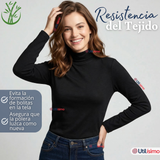 Pack 3 Camisetas Poleras Bambú Primera Capa Cuello Beatle Manga Larga Blanco Negro Mujer