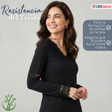 Pack 6 Camisetas Poleras Bambú Cuello V Manga Larga Con Encaje Colores Surtidos Mujer