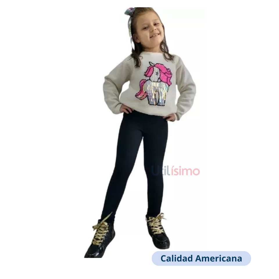 Calza Lycra Frizada Niña Negro Jump Kids