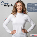 Pack 3 Camisetas Poleras Algodón Primera Capa Cuello Beatle Manga Larga Blanco Negro Mujer