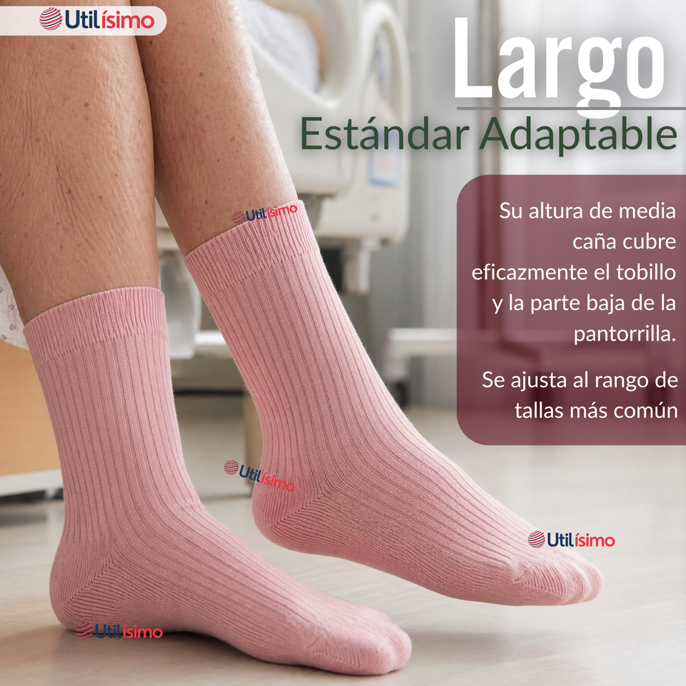 Pack 2 Pares Calcetines Diabéticos Mujer Algodón Suave Colores Surtidos Protección